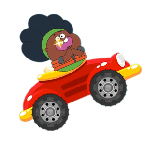 Pinky Malinky Babs in her car