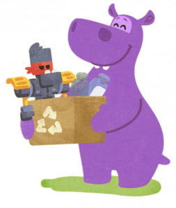 Tee and Mo Heidi the hippo