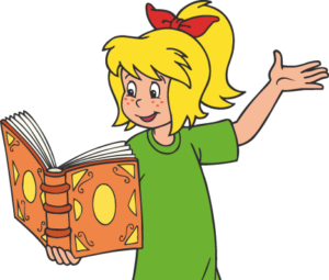 Bibi Blocksberg Mimi with her book of spells
