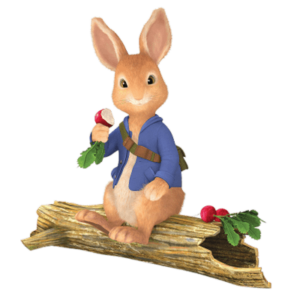 Peter Rabbit Peter on a tree trunk