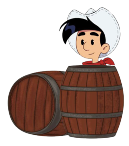 Kid Lucky Hiding in a Barrel