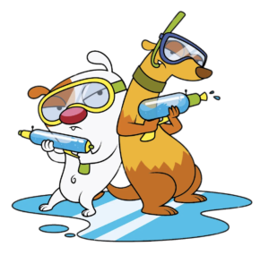 Boris and Rufus Water Fight