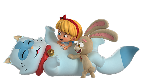 Alice & Lewis – Playing with the Cat – PNG Image