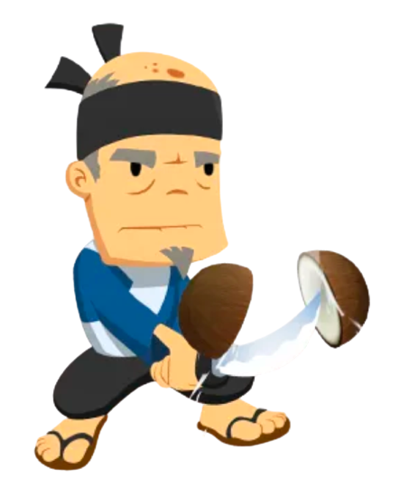 Fruit Ninja – Sensei Cutting Coconut – PNG Image