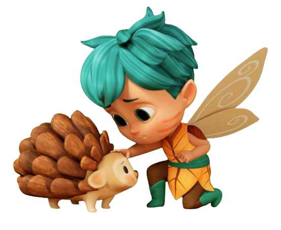 Fia’s Fairies – Cuán and Baby Hedgehog – PNG Image