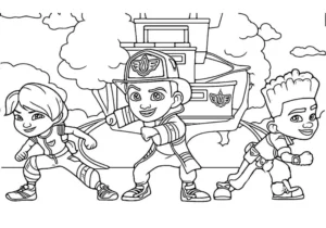 Firebuds – Team – Colouring Page