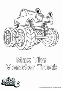 Gecko’s Garage – Monster Truck – Colouring Page