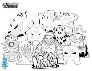 Mutant Busters – The Mutants – Colouring Page