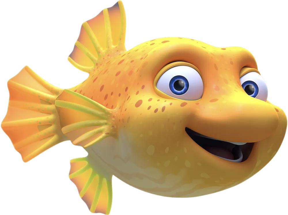 Splash and Bubbles – Dunk the Pufferfish – PNG Image