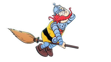 Kayko & Kokosh – Mirmil on Broomstick – PNG Image