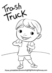 Trash Truck – Hank – Colouring Page