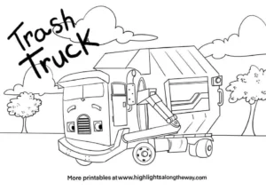 Trash Truck – Meet Trash Truck – Colouring Page