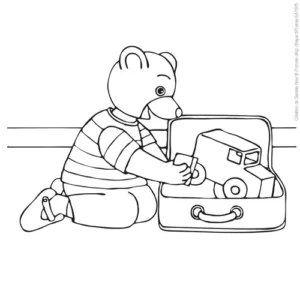 Petit Ours Brun – Playing – Colouring Page