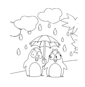 Pim & Pimba – Rainy Day – Colouring Page