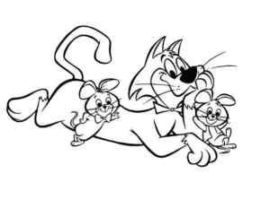 Pixie and Dixie and Mr. Jinks – Frenemies – Colouring Page