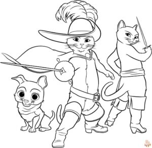 Puss in Boots – Trio – Colouring Page