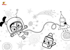 Mona & Sketch – Space Adventure – Colouring Page