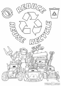 Turbozaurs – Recycle Poster – Colouring Page