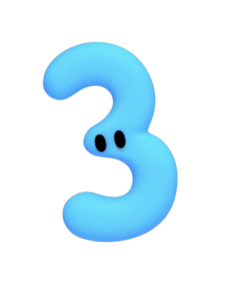 123 Number Squad – Number 3 – PNG Image