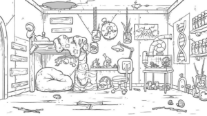 Billy Dilley’s Summer – Billy’s Room – Colouring Page