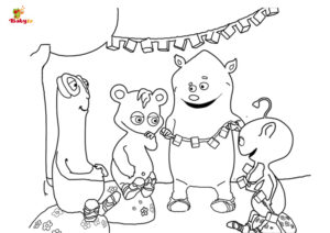 Cuddlies – Party Time – Colouring Page