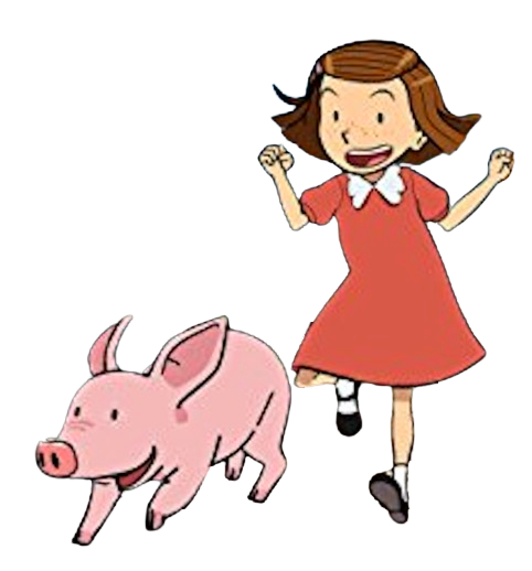Les Grandes Grandes Vacances – Colette and her Pet Pig – PNG Image