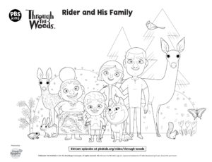 Through the Woods – Family – Colouring Page