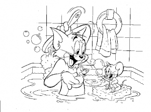 The Tom & Jerry Show – Bath Time – Colouring Page